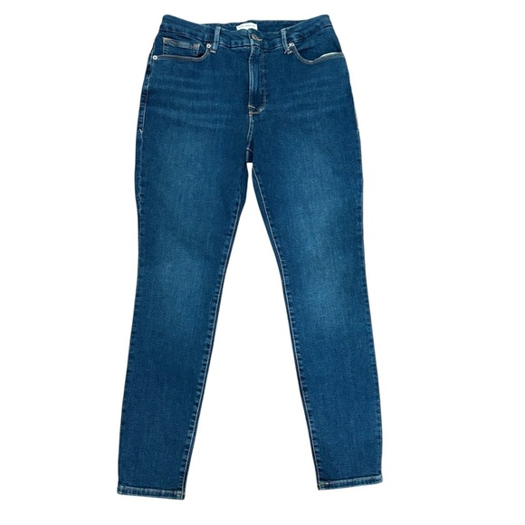 Good American Good Legs Deep V Yoke Jeans Gap Proof Waist Size 14 Blue Denim - Picture 1 of 7